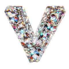 Sparkly Glitter Letter V on Transparent Background