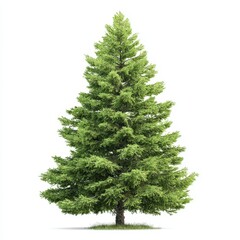 Lush Green Evergreen Tree Isolated on White Background