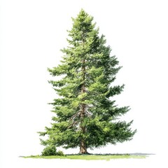 Lush Green Conifer Tree Isolated on White Background for Gardening