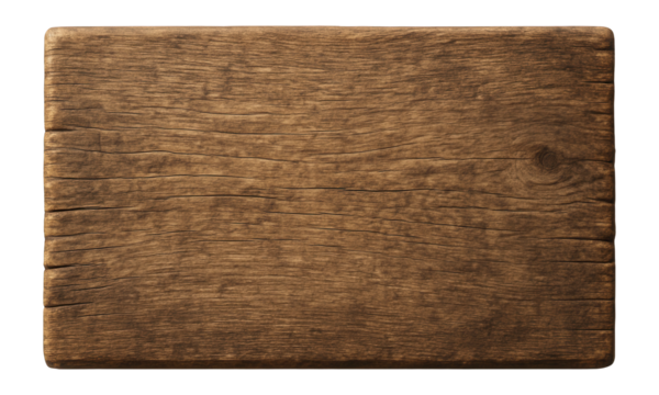 Rectangular board with a weathered look and visible saw marks