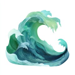 Vibrant Abstract Ocean Waves Design in Vivid Green and Blue Tones