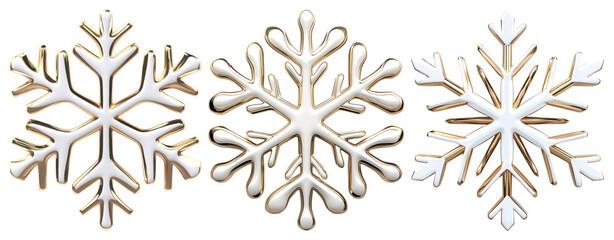 PNG Elegant gold snowflake designs, element set on transparent background