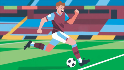 illustration of a soccer athlete in action on the field vector design template