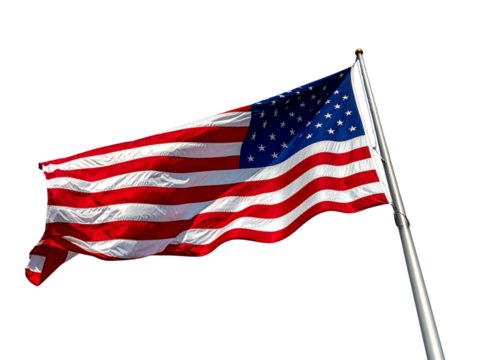  Close-Up American Flag Fabric with Gentle Ripples, Focused on Stars Section, Isolated PNG