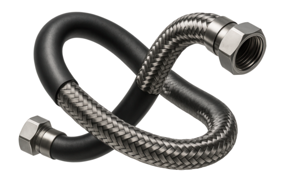 Flexible hose with metal braid reinforcement