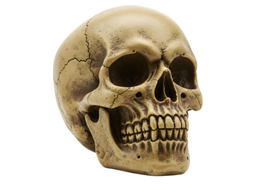 Detailed Human Skull Model Anatomy Replica for Study Art or Decoration on transparent background