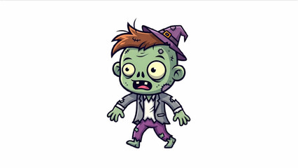 Cute Zombie Cartoon | Funny Halloween Walking Dead Character Vector Illustration