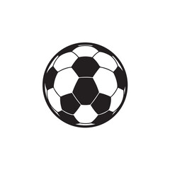 Obraz premium A black and white flat icon of a soccer ball, showing the classic hexagonal and pentagonal panel pattern.