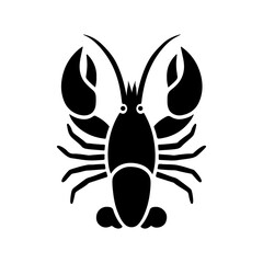 Lobster Icon Flat Marine Silhouette Vector