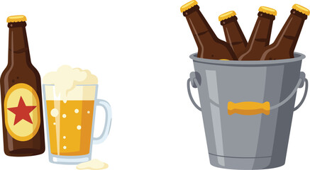 a bottle mug beer and bucket filled with bottles © mst