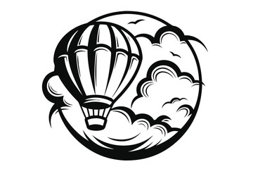 Vintage Air Balloon With Cloud Details On White Background