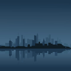 Fototapeta premium Set of cityscape background. Skyline silhouettes. Modern architecture. Horizontal banner with megapolis panorama. Building icon. Vector illustration. City silhouettes