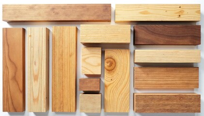 High-Resolution Wood Textures Diverse Grain Patterns Isolated on White for Carpentry, Woodworking, and Design Projects