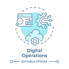 Digital operations soft blue concept icon. Modern technology, ai. Statistical metrics. Round shape line illustration. Abstract idea. Graphic design. Easy to use in infographic, presentation