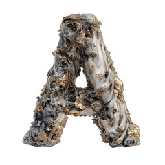Three Dimensional Letter A Crafted From Tree Bark Texture