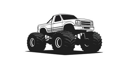 monster truck with large wheels and bold silhouette © AL-AMIN