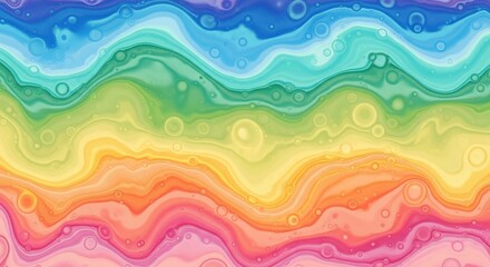 Obraz premium Vibrant rainbow wave pattern with organic textures and a watercolor effect for abstract backgrounds