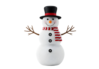 Charming Snowman Figurine Festive Winter Decoration on transparent background