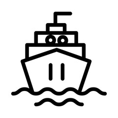 Ferry Front View Line Icon of Cruises & Ferries Icon Set