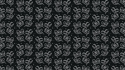 line halloween pumpkin faces seamless pattern background vector design