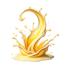 Golden Liquid Splash Abstract Wave Design for Branding  Packaging on transparent background