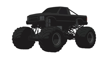 monster truck with large wheels and rugged tires silhouette © AL-AMIN