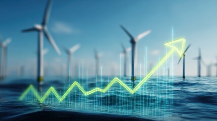 Obraz premium Offshore Wind Power Growth: Sustainable Energy Investment and Renewable Electricity Generation in a Blue Ocean Environment
