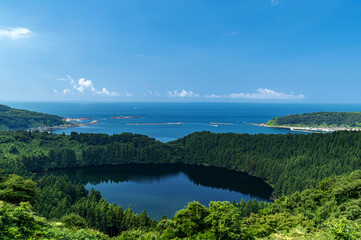 【秋田県男鹿半島】八望台から眺める日本海の絶景。爆裂火口でできた戸賀湾は年中穏やかな湾。
