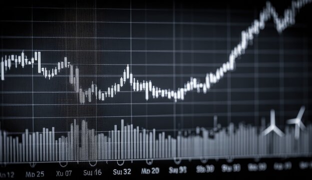 Stock market graph, showing ups and downs - Powered by Adobe