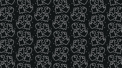 line halloween ghost seamless pattern background vector design