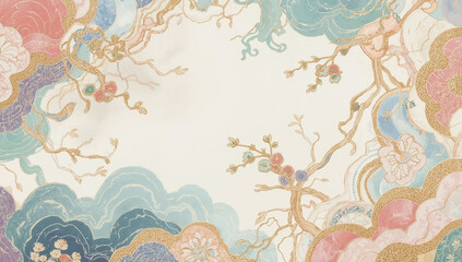 Oriental pattern background vector. 