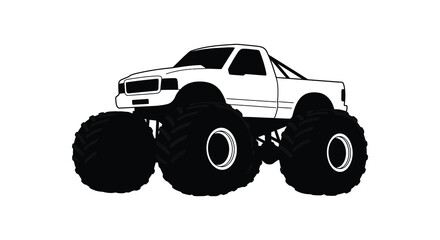 monster truck with large wheels and rugged tires silhouette © AL-AMIN