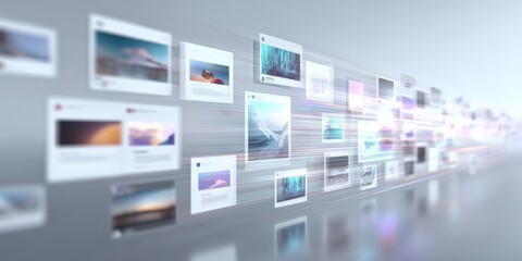 Digital Stream of Information: Abstract Image Gallery with Modern Interface and Data Flow Concept