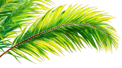Vibrant Green and Yellow Palm Fronds on Black Background