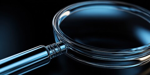 Magnifying Glass Close-Up on Dark Background: Tool for Investigation, Research and Exploration