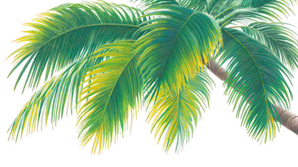 Naklejka premium Vibrant Green Palm Fronds on Transparent Background