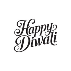 Elegant Happy Diwali Typography Designs in Black & White – Festive Calligraphy Collection