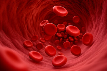 Blood Cells Circulating Within a Human Vein Detailed Medical Illustration for Healthcare Science Biology and Research