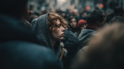 Fototapeta premium Overcrowding and mental health are linked, as crowded living or working spaces heighten stress, anxiety, and social tensions, reducing overall well-being. 