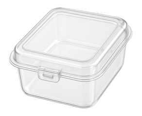 Clear plastic clamshell with a snap closure