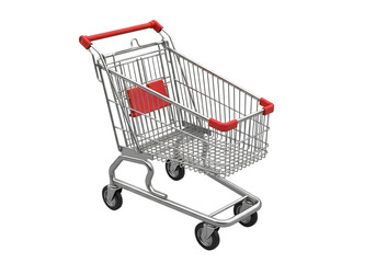 Empty shopping cart against black background for retail concept illustration
