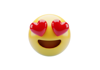 Emoji with heart eyes expressing love and happiness on black background