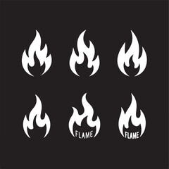 White Flame Icons and Logo Set 