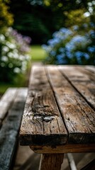 Rustic Wooden Picnic Table Outdoors