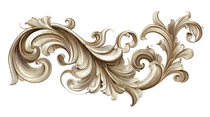 Ornate, flowing scrollwork in light beige and gold tones