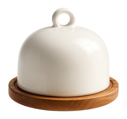 Fototapeta premium Ceramic cheese dome with wooden base