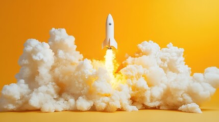 Rocket blasting off, symbolizing progress, success, and forward-thinking ambitions