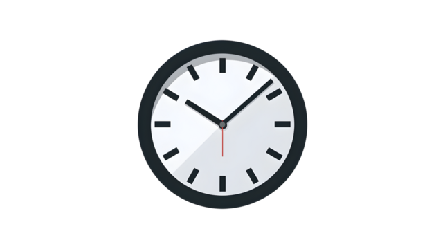 A clock with the hands at the numbers 3 and 9. The clock is black and white. The time is 3:09 - Powered by Adobe