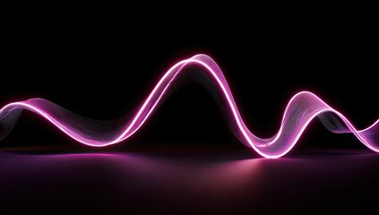 Abstract glowing pink wave on dark background