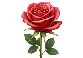 Single red rose on black background showcasing elegant bloom and stem